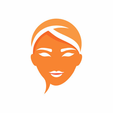 Orange Woman Face with Speech Bubble Chin Logo