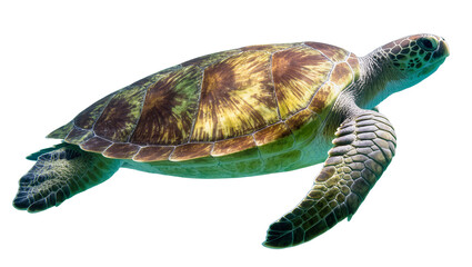 Green sea turtle swimming with patterned shell and flippers © Sarah