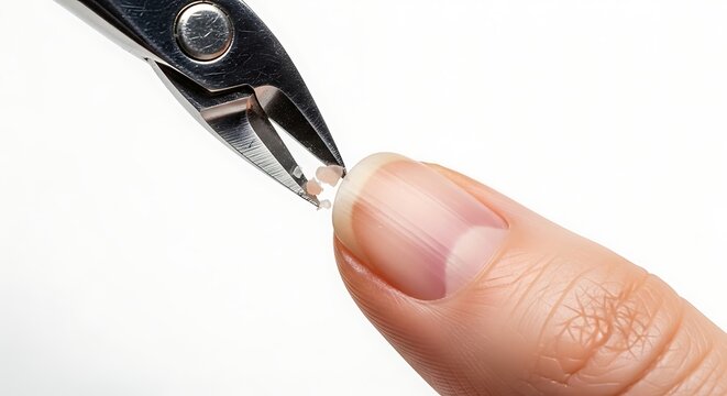 Person cutting fingernail with nail clippers.