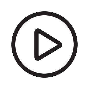Minimalist play button vector icon in a circle frame