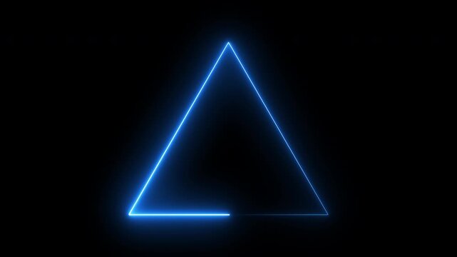 Tringle Blue Glowing Neon Lights Line, glowing triangle line spectrum seamless looping neon frame background animation. 4K video