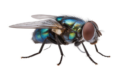 Metallic green bottle fly with large compound eyes © Niklas