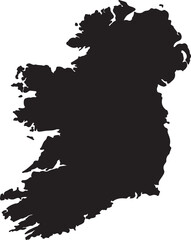 Obraz premium Black silhouette map of ireland island with silhouette geography cartography