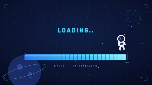 Cute Chibi Astronaut Futuristic Loading Bar 2D