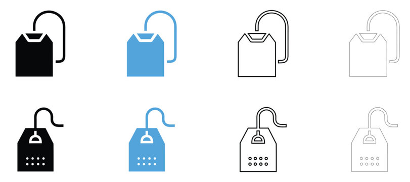 Tea bag vector icon, teabag symbol, herb tea bag packaging vector, silhouette and outline isolated on transparent background