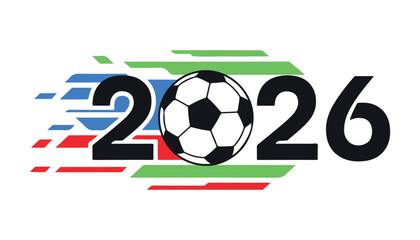 Obraz premium 2026 Soccer Championship Typography Emblem with Abstract Football Graphic Element