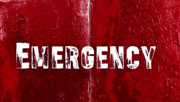 Cinematic Emergency Text Overlay with Grunge Red Background Texture