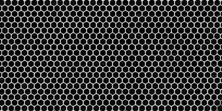 Hexagonal Grid Pattern White Silhouette On Black Background