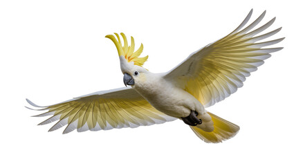 Sulphur-crested cockatoo in flight with wings spread © Sarah