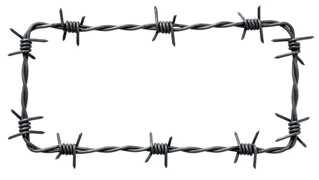 Barbed wire frame with sharp spikes