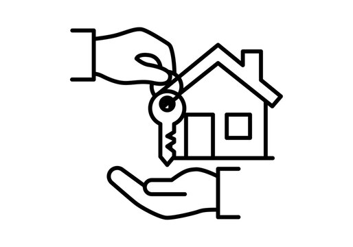Icono de manos entregando una llave de casa