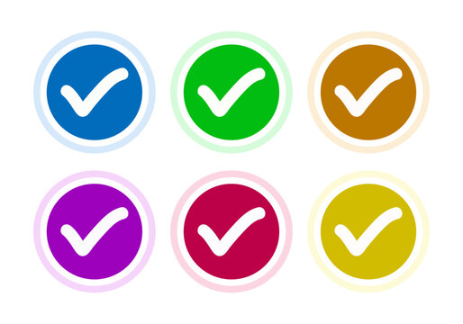 Conjunto de iconos con marcas de verificaci&oacute;n de colores
