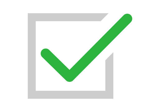 Marca de verificaci&oacute;n verde dentro de un marco cuadrado gris