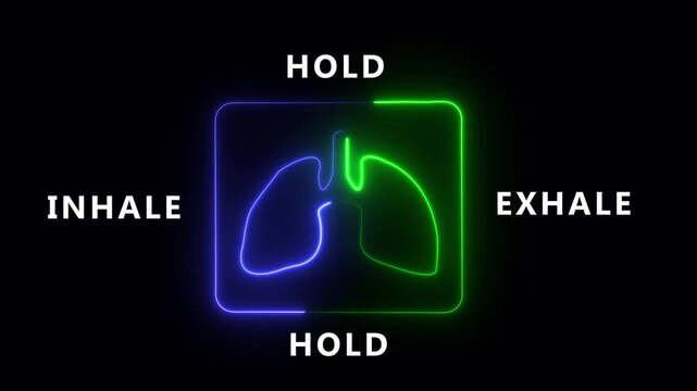 Deep Breathing Technique &ndash; Inhale Hold Exhale Neon Design