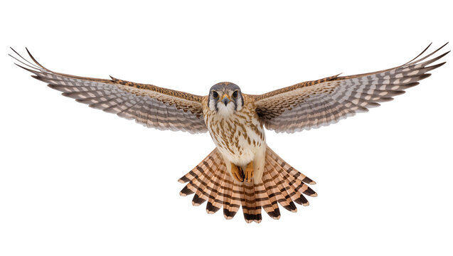 American Kestrel bird of prey in flight with wings spread