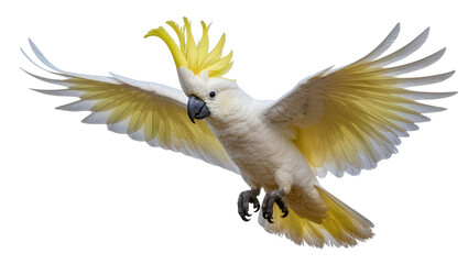 Sulphur-crested cockatoo bird with yellow crest flying © Sarah