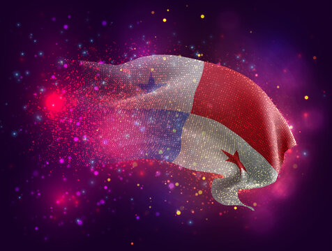 Panama, vector 3d flag with a splash of paint dots, explosion of colored dots