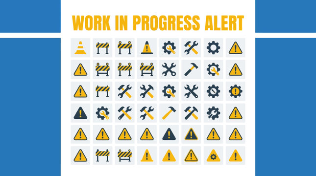 Collection of Construction and Maintenance Icons for Alert Systems and Project Management
