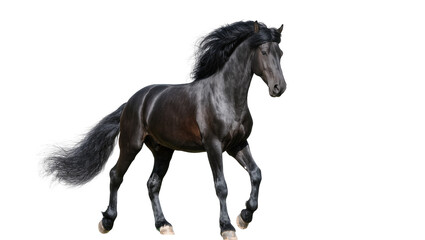 Black horse with flowing mane and tail in motion © Sarah