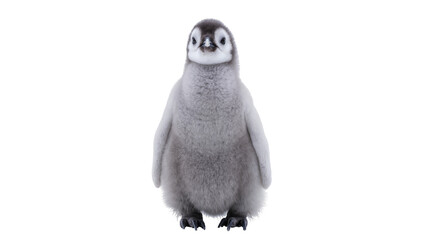 Fluffy grey emperor penguin chick standing © Niklas