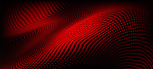 Dot red purple wave line light gradient dark background. Abstract  technology big data digital background. 3d rendering. © Sonia