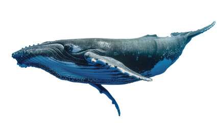 Humpback whale swimming detailed skin texture, large pectoral fins © Sarah