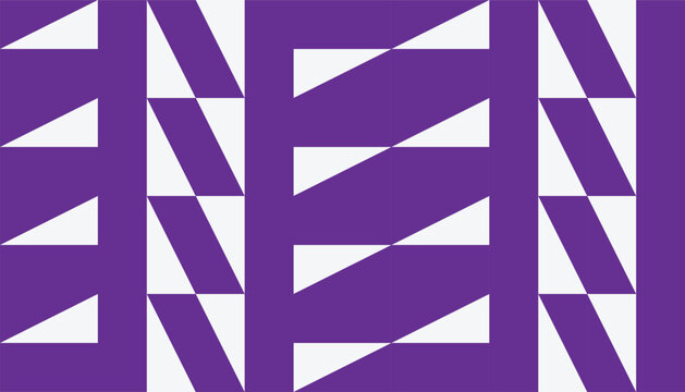 Modern geometric seamless pattern with abstract purple and white triangle shapes.