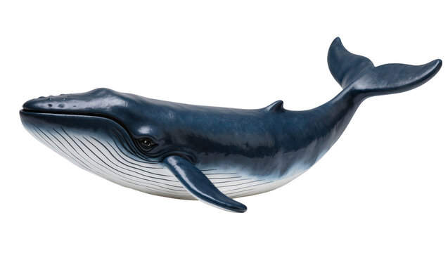 Blue whale marine mammal with baleen plates and ventral grooves