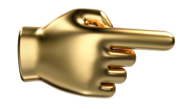 Golden hand pointing right direction gesture