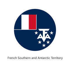 Fototapeta premium Isolated national flag of French Southern and Antarctic Territory. Button flag of French Southern and Antarctic Territory.