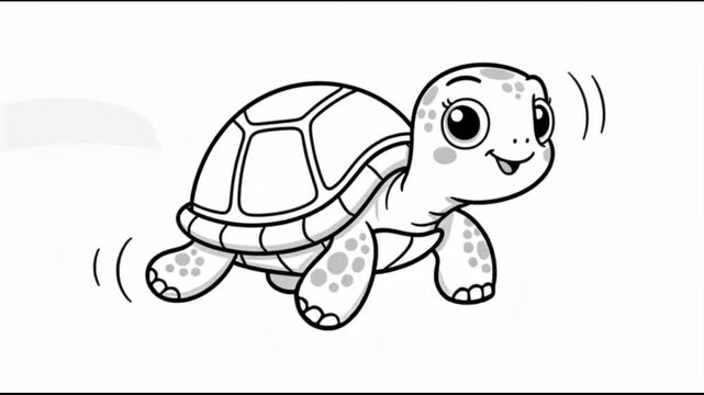 Cute hand drawn cartoon turtle walking animation loop