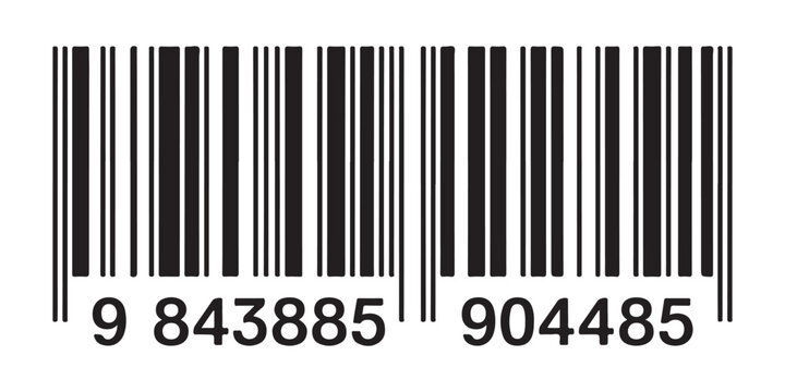 High resolution black and white barcode vector graphic for commercial retail pricing and inventory system.