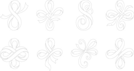 Obraz premium Abstract Infinity Ribbon Ornament Collection Vector Set with Elegant Decorative SymbolsAbstract Infinity Ribbon Ornament Collection Vector Set with Elegant Decorative Symbols