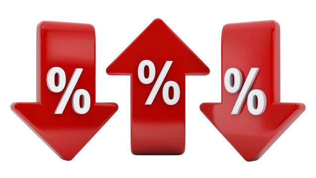 Red Arrows with Percentage Symbols Showing Up and Down