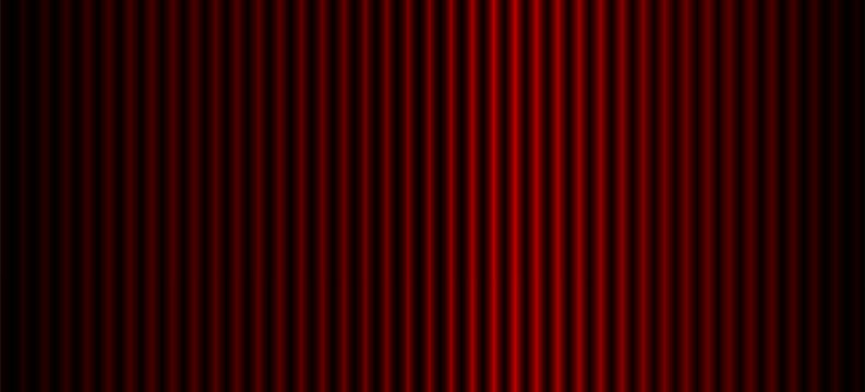 Red velvet curtain in theater or cinema. Flashlight. Scene. Stage. Realistic digital illustration. Vector EPS10.
