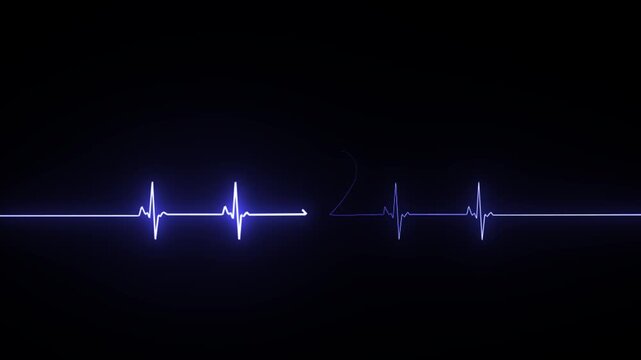Neon Ekg line animation Heart beat. . EKG heart rate display screen medical research One pulse line. ECG heartbeat monitor, ECG monitor, Heart beating