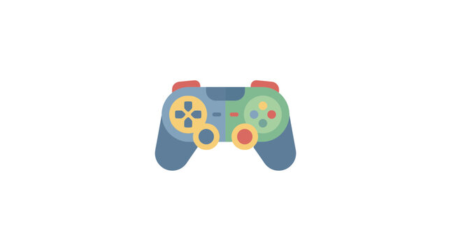 Colorful Video Game Controller Icon on White Background