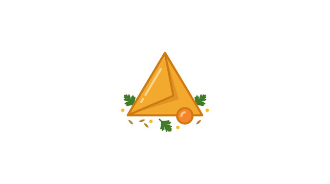 Savory Indian Samosa with Spices and Herbs Illustration