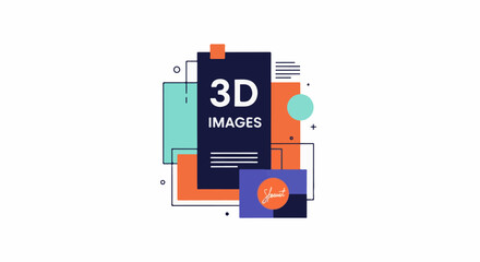 Fototapeta premium Abstract composition of shapes and text, suggesting digital graphics and design