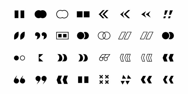 Quotation Mark And Bracket Silhouettes On White Background