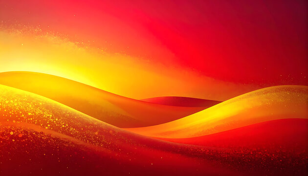 vibrant sunset over abstract pixelated desert dunes, glowing sand, warm orange and red hues, atmospheric, digital landscape