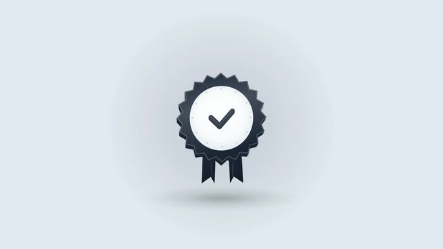 Clean animated verification badge featuring a checkmark certification seal with smooth motion and minimal design. Ideal for trust, approval, quality assurance, security and compliance concepts.