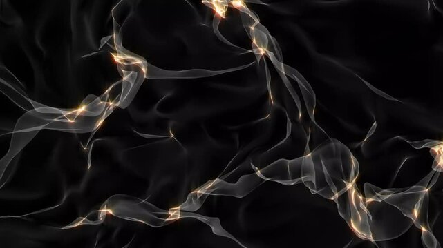 Moving golden fog animation on black background with slow motion smoke flow, Smoke Effect Animation, cinematic haze effect and seamless loop in 4K