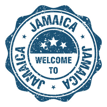 Welcome to Jamaica red grunge round stamp. Welcome to Jamaica stamp