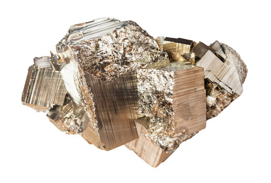 raw druze of iron pyrite crystals cutout on white background