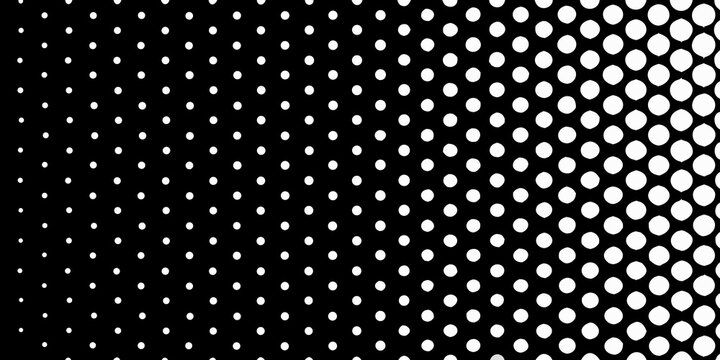 Polka Dot Pattern With Graduated Circle Sizes On Black Background