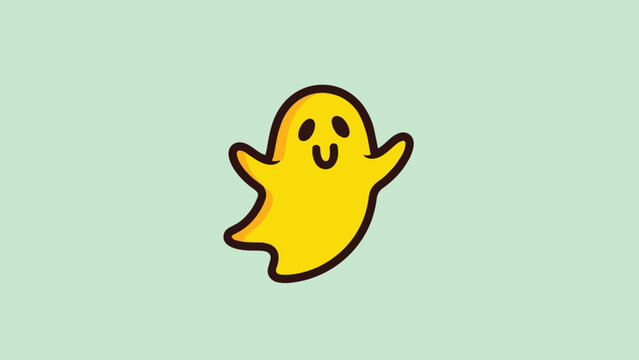 Cheerful Yellow Ghost Cartoon Character with Friendly Expression.