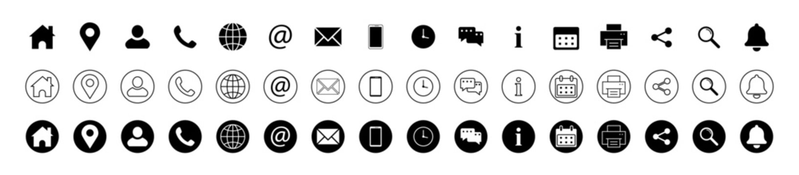 Web icon Set, Website icon set,  Contact icon symbol vector

