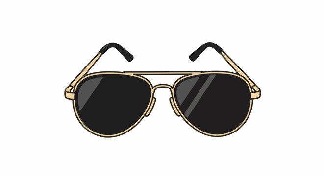 A pair of gold-rimmed aviator sunglasses with dark lenses and black tips