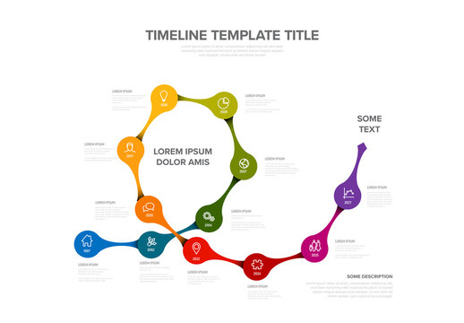 Modern Business Infographic Timeline Template with Colorful Fluid Shapes